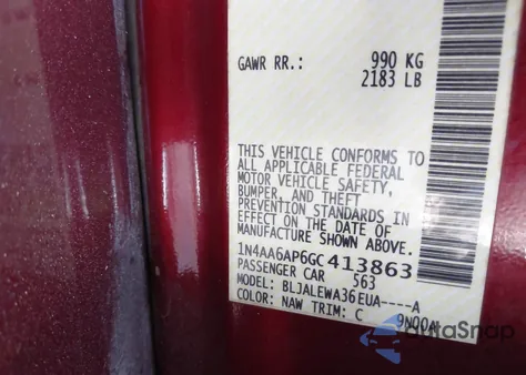 2016 Nissan Maxima 3.5 Sl z USA, uszkodzony, nr VIN 1N4AA6AP6GC413863